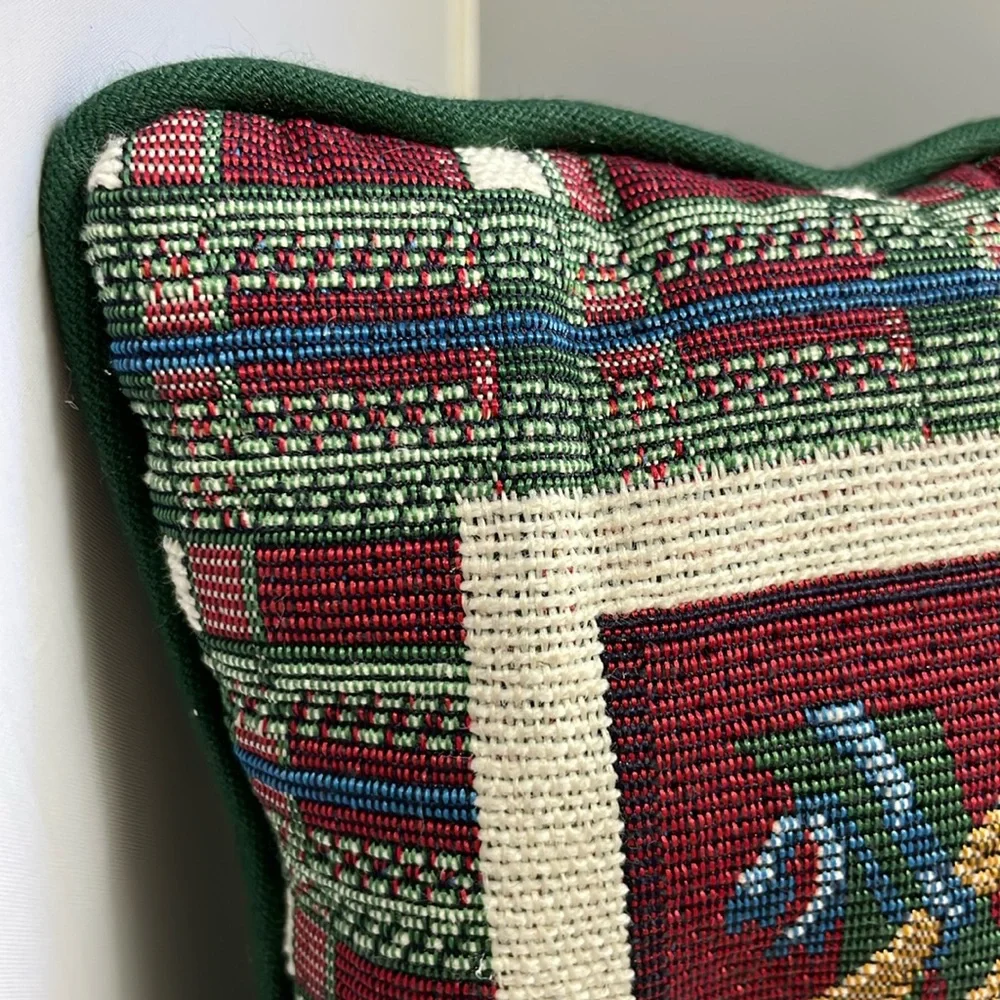 Christmas Throw Pillow Vintage Tapestry Noel Nutcracker 12x9